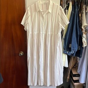 Madewell Swiss Dot Striped Button Down Dress Size XLP X Large Petite